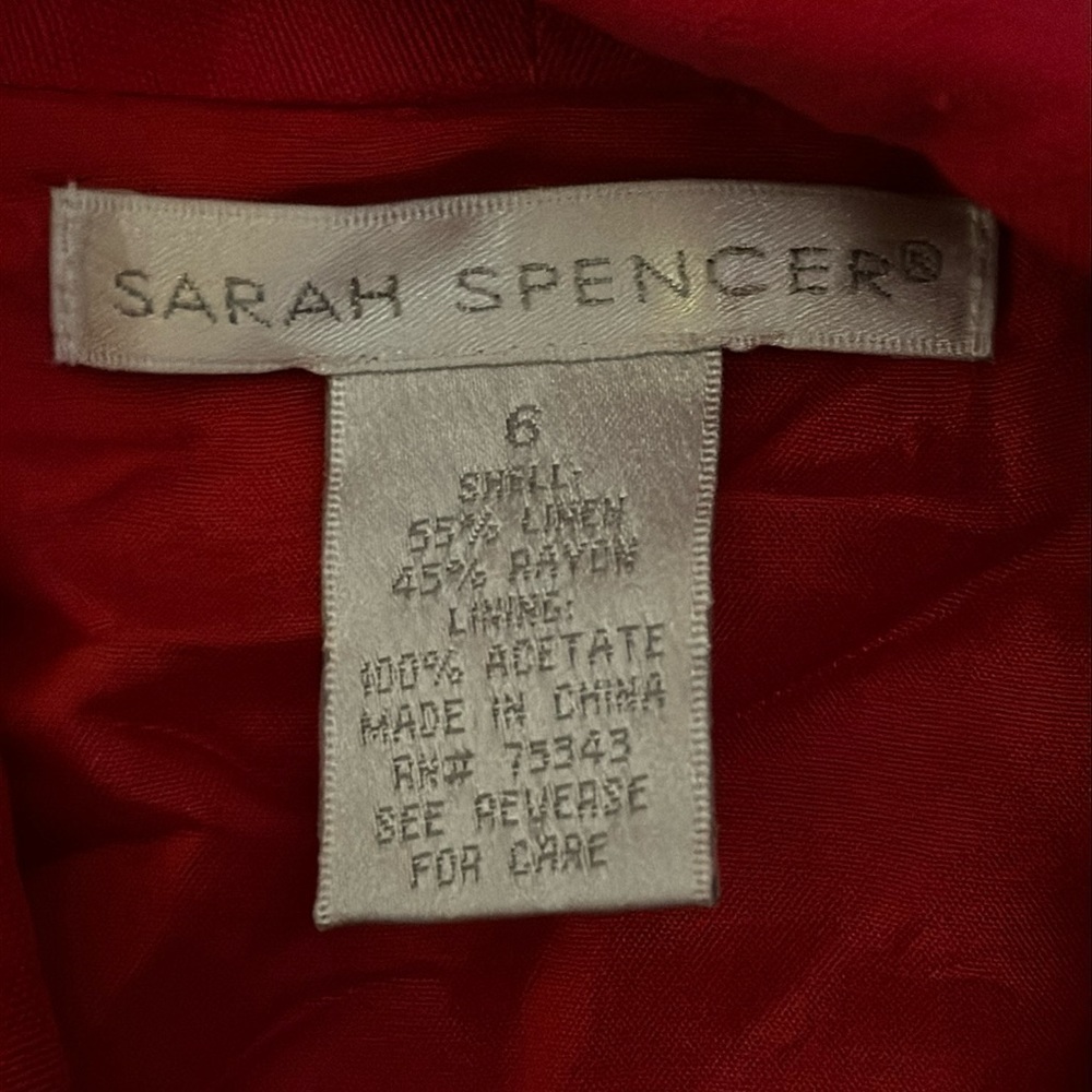 Sarah Spencer Red Linen blend Sz 6 sleeveless A line midi dress - Picture 7 of 7